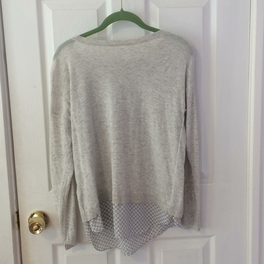 LOFT heather grey long sleeve blouse